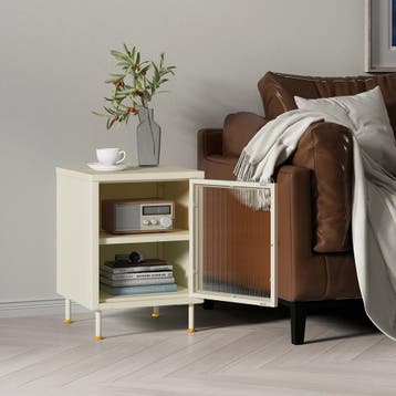 Nachtkast Lindau 56x40x40 cm cremewit [en.casa], Verzenden, Nieuw