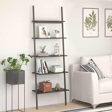 vidaXL Ladderrek met 5 schappen 64x34x185,5 cm zwart, Minder dan 50 cm, Verzenden, Nieuw, 150 tot 200 cm