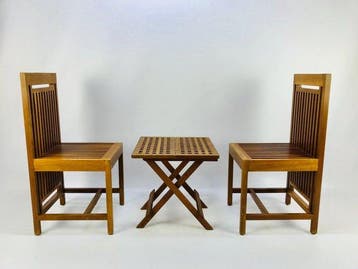 Stoel (3) - Hout - in style of Frank Loyd Wright, Nieuw