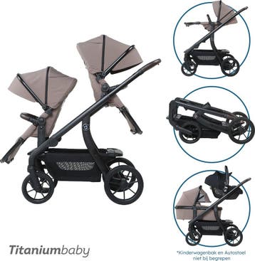 Titaniumbaby Solid Pollux Lush Taupe Tandem Duowagen, Verzenden, Nieuw