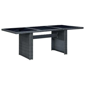 vidaXL Tuintafel poly rattan en gehard glas donkergrijs, Tuin en Terras, Tuintafels, Verzenden, Nieuw