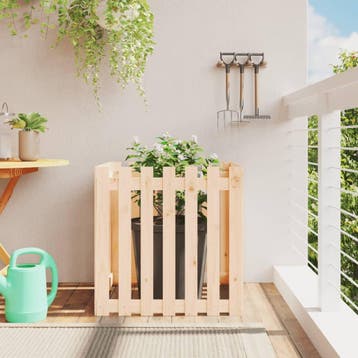 vidaXL Plantenbak met hekontwerp 70x70x70 cm massief, Tuin en Terras, Bloembakken en Plantenbakken, Verzenden, Nieuw, 60 tot 100 cm