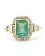 Cocktailring - 14 karaat Geel goud - 1.78ct. tw. Smaragd -