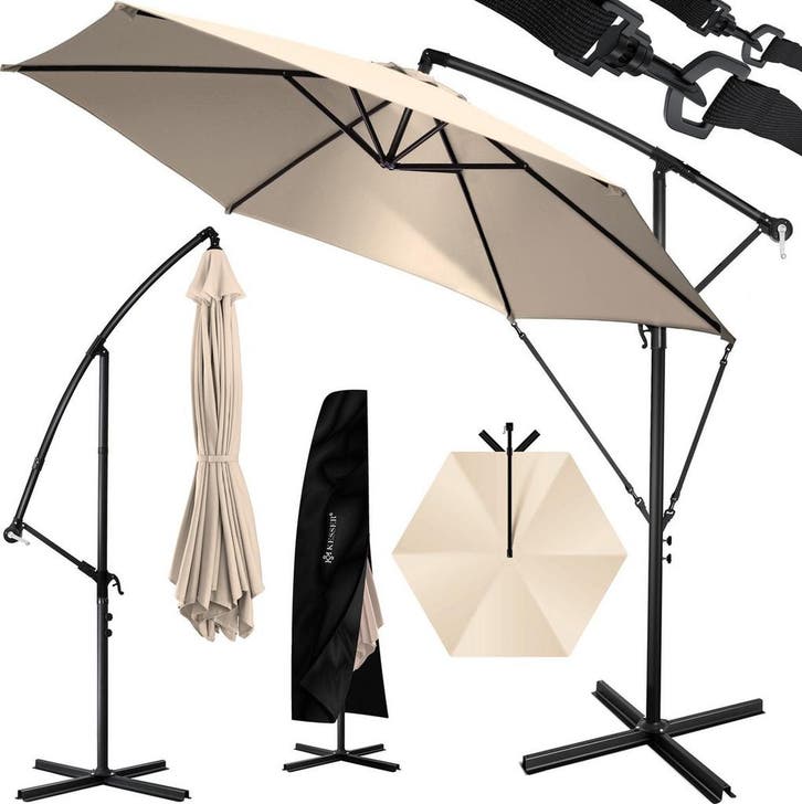 KESSER® Zweefparasol met voet  - Ø3,5m - 360° Draaibaar  - B, Tuin en Terras, Parasols, Zo goed als nieuw, Verzenden