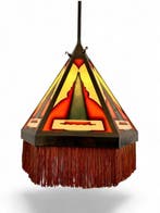 1920s Amsterdamse School/ Art Deco - Plafondlamp - Glas,