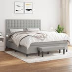 vidaXL Boxspring met matras stof lichtgrijs 160x200 cm, Huis en Inrichting, Slaapkamer | Bedden, Verzenden, 200 cm, 160 cm, Nieuw