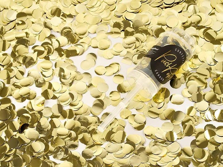 Confetti Push Pop Goud, Hobby en Vrije tijd, Feestartikelen, Nieuw, Ophalen of Verzenden