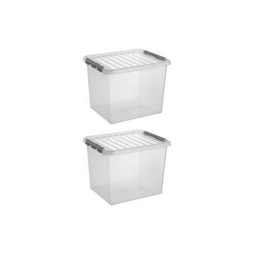Sunware Q-line Opbergbox Transparant/Grijs 52 liter Set van, Ophalen of Verzenden, Nieuw