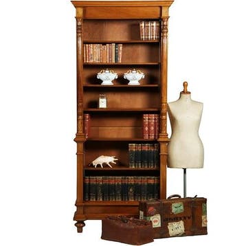 Zeer hoge smalle open boekenkast blond noten verstelbare pla, Ophalen of Verzenden