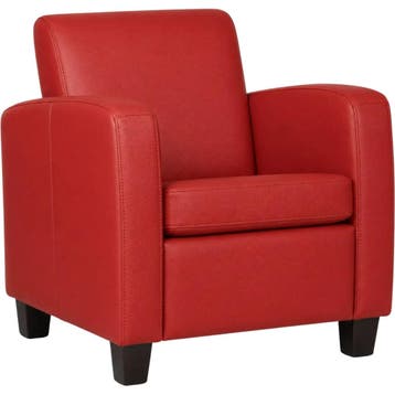 Leren fauteuil Joy - Toledo Ducati (rood) - Poten hout, Nieuw, Ophalen of Verzenden, Eigentijds, Klassiek, Modern, 50 tot 75 cm