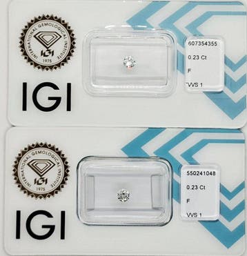 2 pcs Diamant (Natuurlijk) - 0.46 ct - Rond - F - VVS1 -, Nieuw