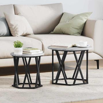 vidaXL Salontafel 2 st Grijs Sonoma 50 x 50 x 50 cm, Huis en Inrichting, Tafels | Salontafels, Verzenden, Rond, Nieuw, 50 tot 100 cm