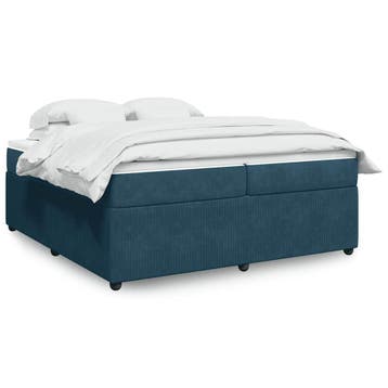 vidaXL Boxspring met matras fluweel donkerblauw 200x200 cm, Huis en Inrichting, Slaapkamer | Bedden, Overige maten, 200 cm, Stof