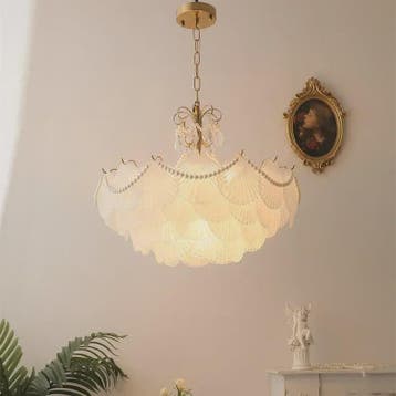 Moderne Koperen Plafondlamp met Schelp Glas en LED - Stijlvo, Verzenden, Nieuw