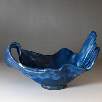 Blauwglazuur sculpturale vaas Dansen in de Nachtelijke