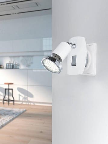 EGLO Mini 4 - Stekkerlamp - 1 Lichts - Wit/Chroom, Ophalen of Verzenden, Nieuw