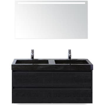 Dante Badmeubelset 120 cm - Black Oak - Wastafel Hardsteen, Ophalen of Verzenden, Nieuw