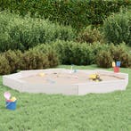 vidaXL Zandbak met bankjes achthoekig massief grenenhout wit, Kinderen en Baby's, Speelgoed | Buiten | Zandbakken, Verzenden, Nieuw
