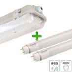 IP65 LED TL armatuur 60 cm dubbel + 2 LED TL buizen | 9 watt, Verzenden, Nieuw, Functioneel
