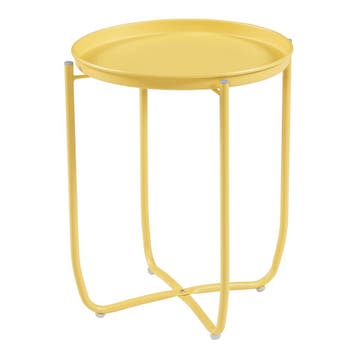Tuintafel Sandefjord bijzettafel rond metaal 53xØ40 cm geel, Verzenden, Nieuw