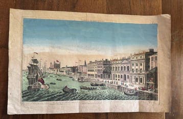 Vue d’optique du XVIIIe siècle - la Douane de Londres sur la
