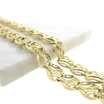 Gouden fantasieschakel collier (Ketting), Ophalen of Verzenden, Gebruikt, Goud, Goud