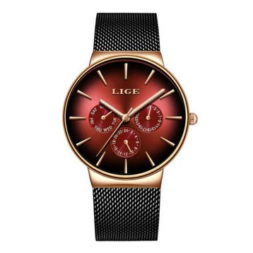 Luxe Horloge Heren - Anoloog Kwarts Uurwerk voor Mannen Rood, Verzenden, Nieuw, Lige