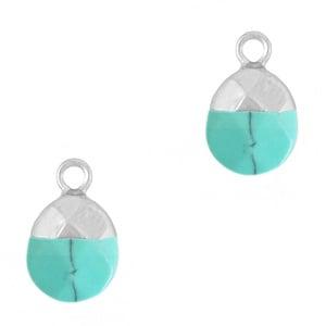 1 x Natuursteen turquoise hangers Turquoise-silver (Bedels), Ophalen of Verzenden, Nieuw, Bedel