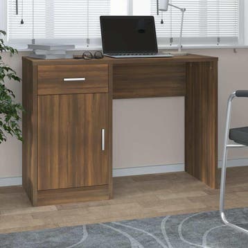 vidaXL Bureau met kast en lade 100x40x73 cm bewerkt hout, Verzenden, Nieuw
