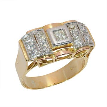 Ring - 18 karaat Geel goud - 0.70ct. tw. - Diamant - Vintage, Nieuw