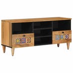 vidaXL TV-kast met lade Naturel 100 x 33 x 46 cm Massief, Huis en Inrichting, Woonaccessoires | Cd- en Dvd-rekken, Verzenden, Nieuw