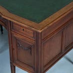 Klein mahonie bureau met gebogen frontline groen ingelegd ca, Ophalen of Verzenden