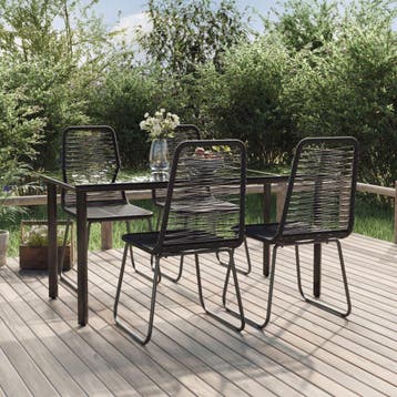 vidaXL 5-delige Tuinset zwart, Tuin en Terras, Verzenden, Nieuw, 4 zitplaatsen, Tuinset