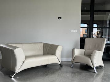 Kopieer - Rolf Benz 322 Designset – Leder Crème/Taupe,  #Figura #DutchDesign #Designbank Showroommodel #KhodiF, 150 tot 200 cm