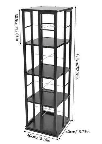 4-laags Draaibare Boekenkast –360° Rotatie en Compact 134 cm, Huis en Inrichting, Kasten | Boekenkasten, Verzenden, Nieuw