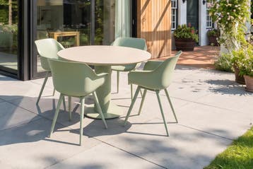 Hartman Sophie/Girona ronde tuinset voor 4 personen 120 cm., Tuin en Terras, Verzenden, Nieuw, Kunststof, Tuinset