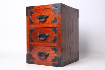 Ladekast - Hout - Japan - Teal gevoerde ladekast (Zonder, Antiek en Kunst