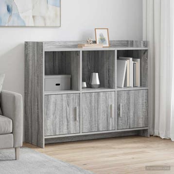 vidaXL Dressoir Grijs Sonoma 98,5 x 33 x 80 cm Bewerkt hout, Verzenden, Nieuw, Overige houtsoorten, Minder dan 50 cm