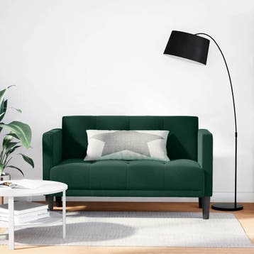 vidaXL Loveseat bank donkergroen 111 cm fluweel, Verzenden, Nieuw, Stof