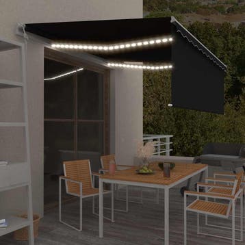 vidaXL Luifel automatisch met gordijn LED windsensor 4,5x3 m, Verzenden, Nieuw