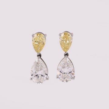 Oorstekers - 14 karaat Witgoud - 4.51ct. tw. Diamant