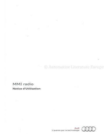 2012 AUDI MMI RADIO INSTRUCTIEBOEKJE FRANS