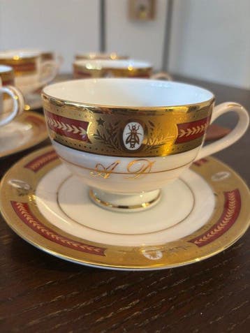Manufacture Royale - Koffieservies (17) - Porselein, Verguld