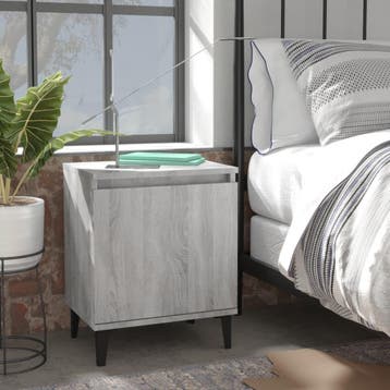 vidaXL Nachtkastje met metalen poten 40x30x50 cm grijs, Minder dan 45 cm, Verzenden, Nieuw, Minder dan 55 cm