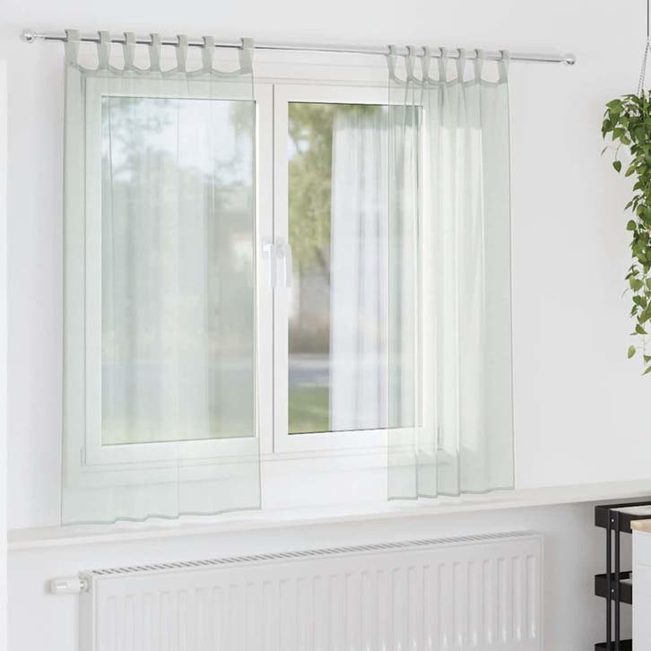 vidaXL Gordijnen voile met lussen 2 st 140x175 cm lichtgrijs, Huis en Inrichting, Stoffering | Gordijnen en Lamellen, Grijs, Nieuw