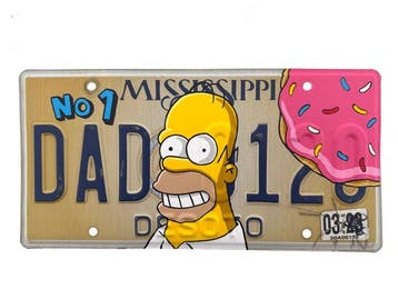 PAAPI (1986) - Homer Simpson x No 1 DAD x License Plate, Antiek en Kunst