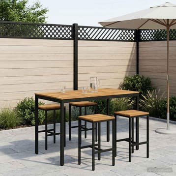 vidaXL Tuinbar Tafel Wit en zwart 147 x 88,5 x 105 cm, Verzenden, Nieuw