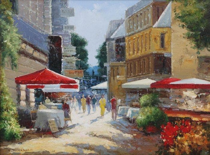Geert-Jan Jansen (1943) - Scène de rue, Antiek en Kunst, Kunst | Schilderijen | Klassiek