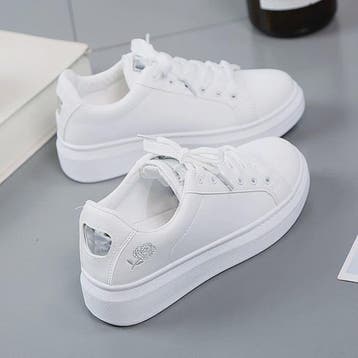 Dames Witte Sneakers met Geborduurde Bloem - Casual Leren Ve, Verzenden, Nieuw