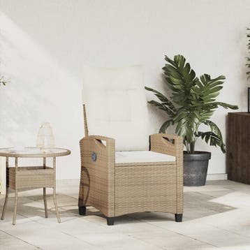 vidaXL Verstelbare tuinstoel Beige en Crème 56 x 60 x 112 cm, Verzenden, Nieuw, Rotan
